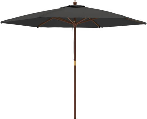 The Living Store Parasol Antraciet - 299 x 240 cm - Duurzaam polyester - Stabiel hardhouten frame - Ventilatierooster