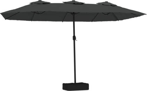 The Living Store Dubbele Parasol - Antraciet en Donkergrijs - 449x265x245 cm - UV-beschermend Polyester - Stevig