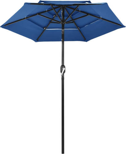 The Living Store Parasol 3-laags azuurblauw - 200 x 228 cm - UV-beschermend polyester