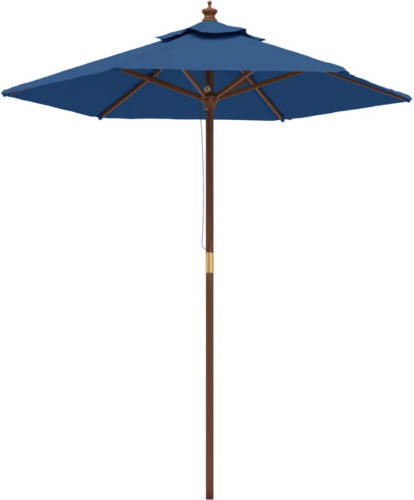 The Living Store Parasol - Duo Teak - Azuurblauw - 196 x 231 cm