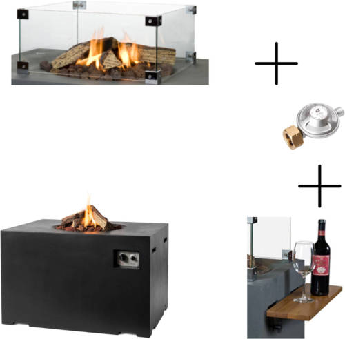Happy Cocooning Pakket Table Lounge&Dining Rechthoek Zwart Combi Deal - L 107 x B 80 x H 67 cm - Composiet - Zwart