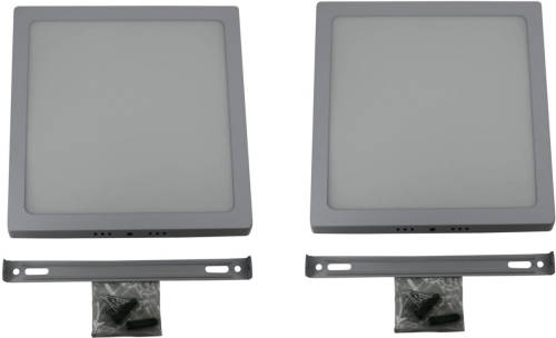 Benson 2x Vierkante plafonniere / plafondlampen LED 18W van aluminium en glas 205 x 205 mm - Plafonniere