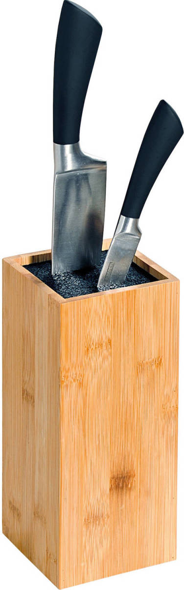 Kesper 1x Messenblokken/messenhouders 10 x 10 x 23 cm bamboehout - Messenblokken
