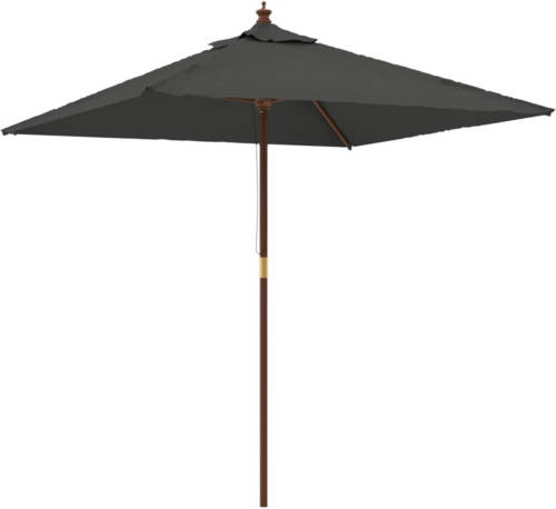 The Living Store Parasol Antraciet 198x198x231 cm - UV-beschermend polyester - Hardhouten frame - Ventilatierooster