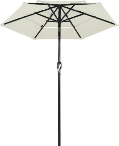 The Living Store Parasol 3-lags - Zandkleur - 200 x 228 cm (ø x H) - UV-beschermend polyester