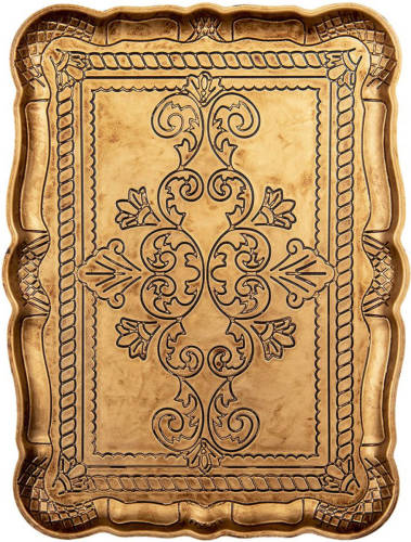 Clayre & Eef Decoratie Dienblad 31x23x2 cm Goudkleurig Melamine Rechthoek Serveerschaal Goudkleurig Serveerschaal