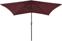 The Living Store Parasol Bordeauxrood 200x300x247 cm - Polyester en gepoedercoat staal - Met 18 LEDs