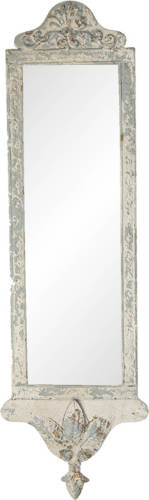 Clayre & Eef Wandspiegel 23*2*72 cm Wit Ijzer Glas Hout Rechthoek Grote Spiegel Muur Spiegel Wand Spiegel Wit Grote