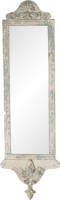 Clayre & Eef Wandspiegel 23*2*72 cm Wit Ijzer Glas Hout Rechthoek Grote Spiegel Muur Spiegel Wand Spiegel Wit Grote