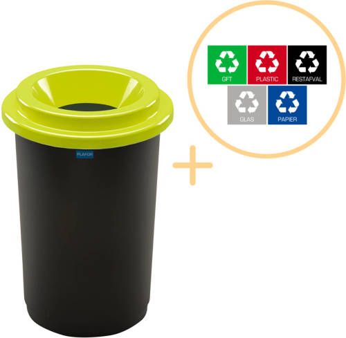 Plafor Eco Prullenbak 50L - Recycling - Groen