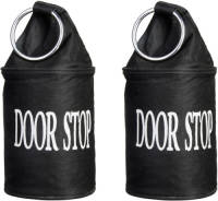 Esschert Design 2x Zwarte deurstoppers met ring 28 cm canvas - Deurstoppers