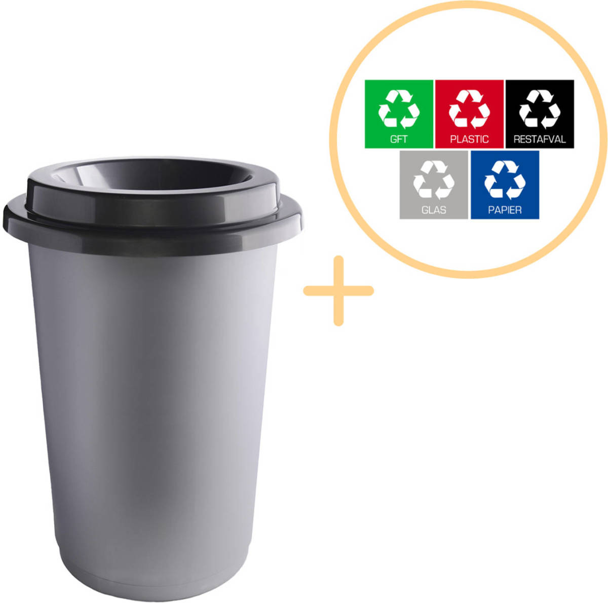 Plafor - Eco Prullenbak 50L - Recycling - Donker Grijs