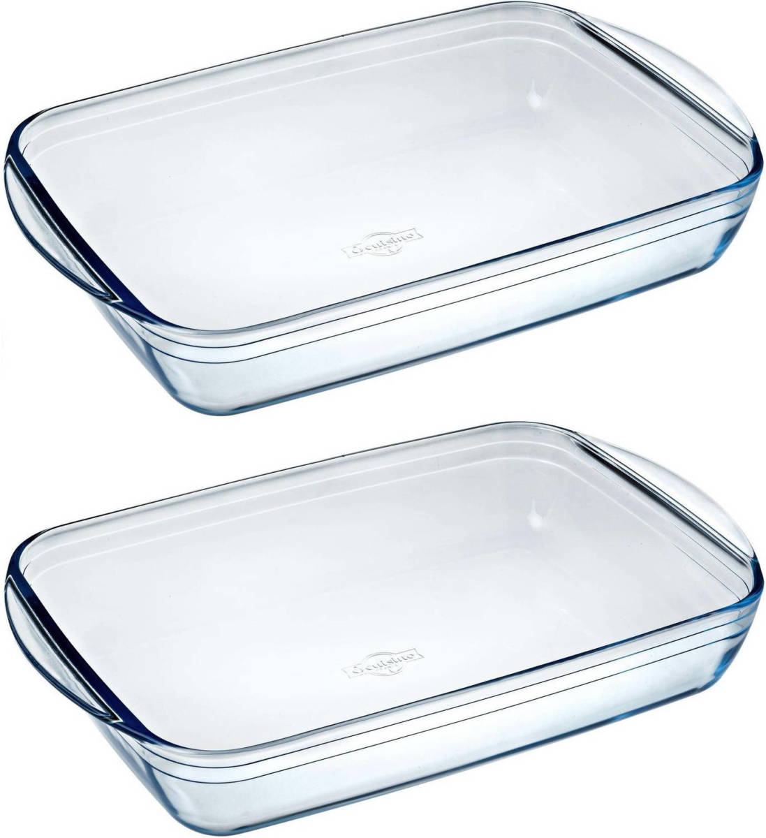 2x Ovenschalen/braadsledes rechthoekig van glas 3,6 liter 39 x 24 x 6 cm - Ovenschalen