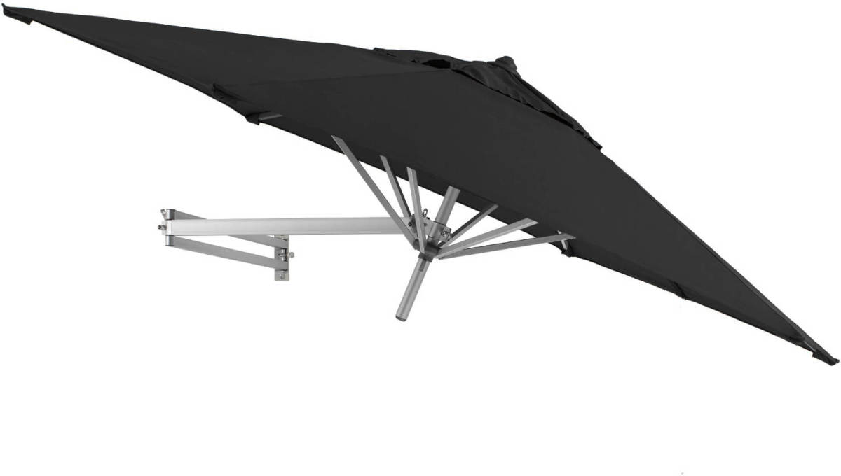Acaza EASYSOL Muurparasol - Hexagonaal / Rond - Parasol voor Muur of Wand - 250 cm diameter - Zwart