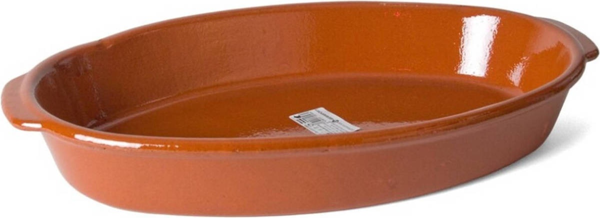 Gerimport Bruine ovale ovenschaal/braadsledes van aardewerk klein 35 x 19 x 6 cm - Ovenschalen