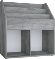 The Living Store Kinderboekenkast - Betongrijs - 71 x 30 x 78.5 cm - Hoogwaardige spaanplaat - 3 vakken - 2 grote open