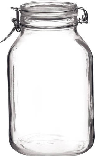 Bormioli Rocco 1x Glazen confituren pot/weckpot 1,5 liter met beugelsluiting en rubberen ring - Wandklokken