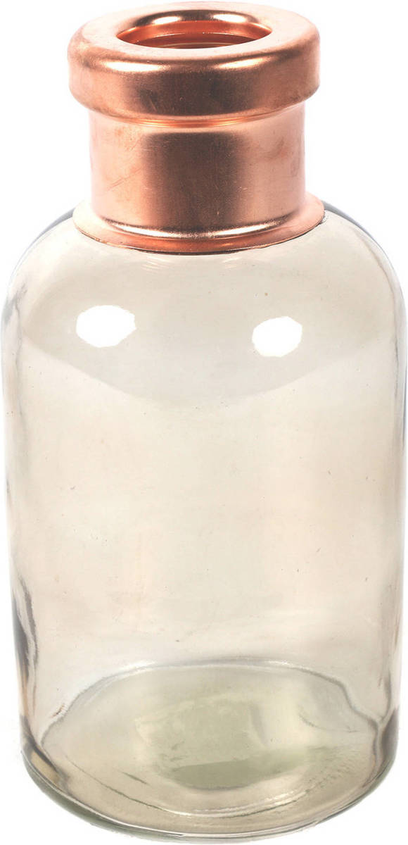 Countryfield Bloemenvaas Firm Bottle - transparant beige/koper - glas - D10 x H21 cm - Vazen