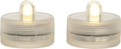 Ideas 4 Seasons Ideas4seasons LED waxinelichtjes/theelichtjes voor onder water - set van 2x - warm wit - LED kaarsen