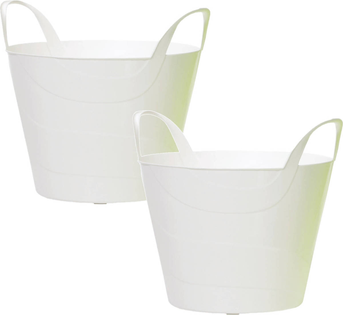 Prosperplast 2x Stuks kunststof flexibele emmers/wasmanden/kuipen wit 15 liter - Wasmanden