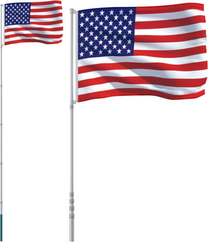 VidaXL Vlag met vlaggenmast Verenigde Staten 5,55 m aluminium