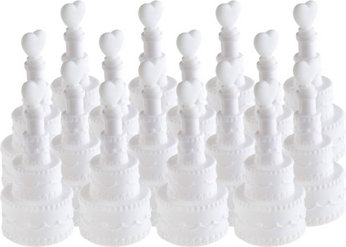 Santex 24x Bellenblazen bruidstaart 3 x 7,5 cm bruiloft/huwelijk decoratie - Bellenblaas