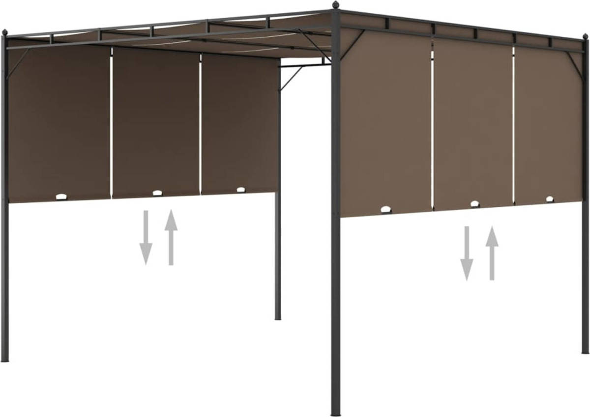 VidaXL Tuinprieel met zijgordijn 3x3x2,25 m taupe