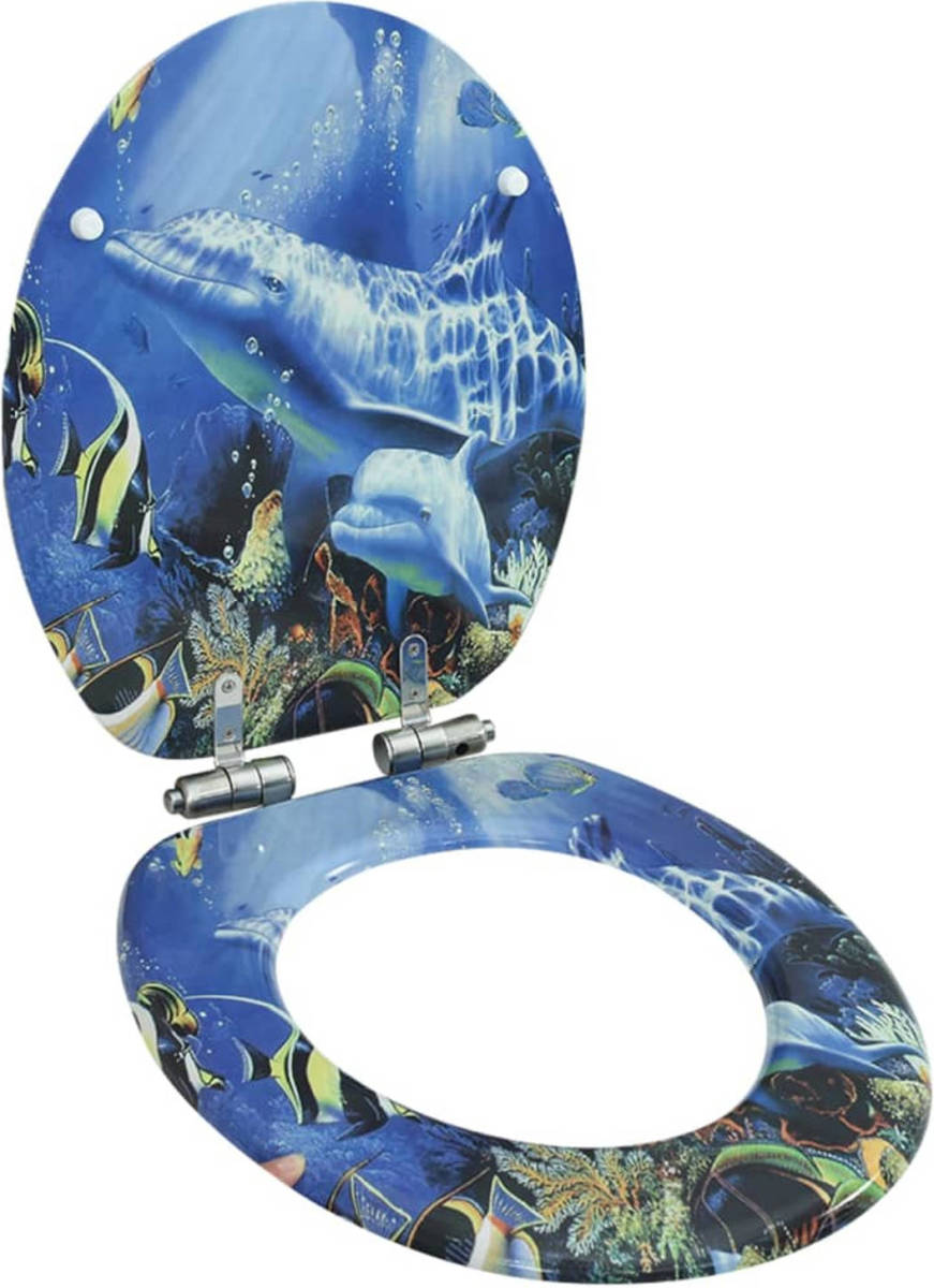 VidaXL Toiletbril met soft-close deksel dolfijn MDF