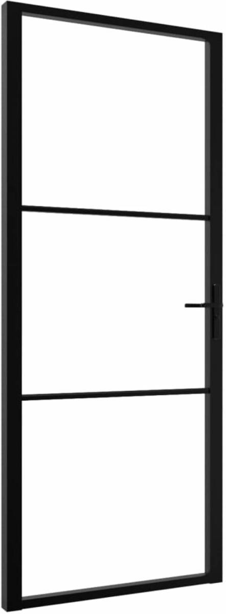 VidaXL Binnendeur 93x201,5 cm ESG-glas en aluminium zwart
