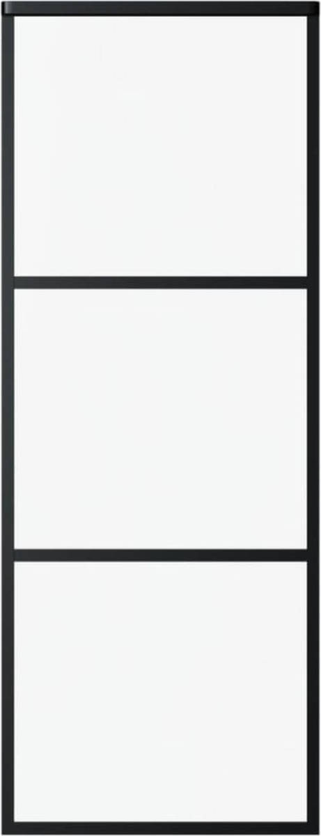 VidaXL Schuifdeur 76x205 cm ESG-glas en aluminium zwart