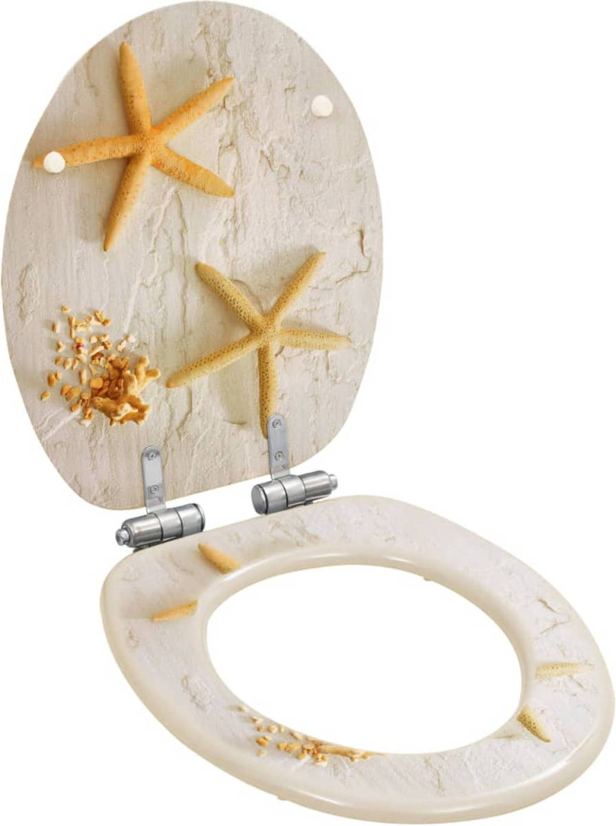 VidaXL Toiletbril met soft-close deksel zeester MDF