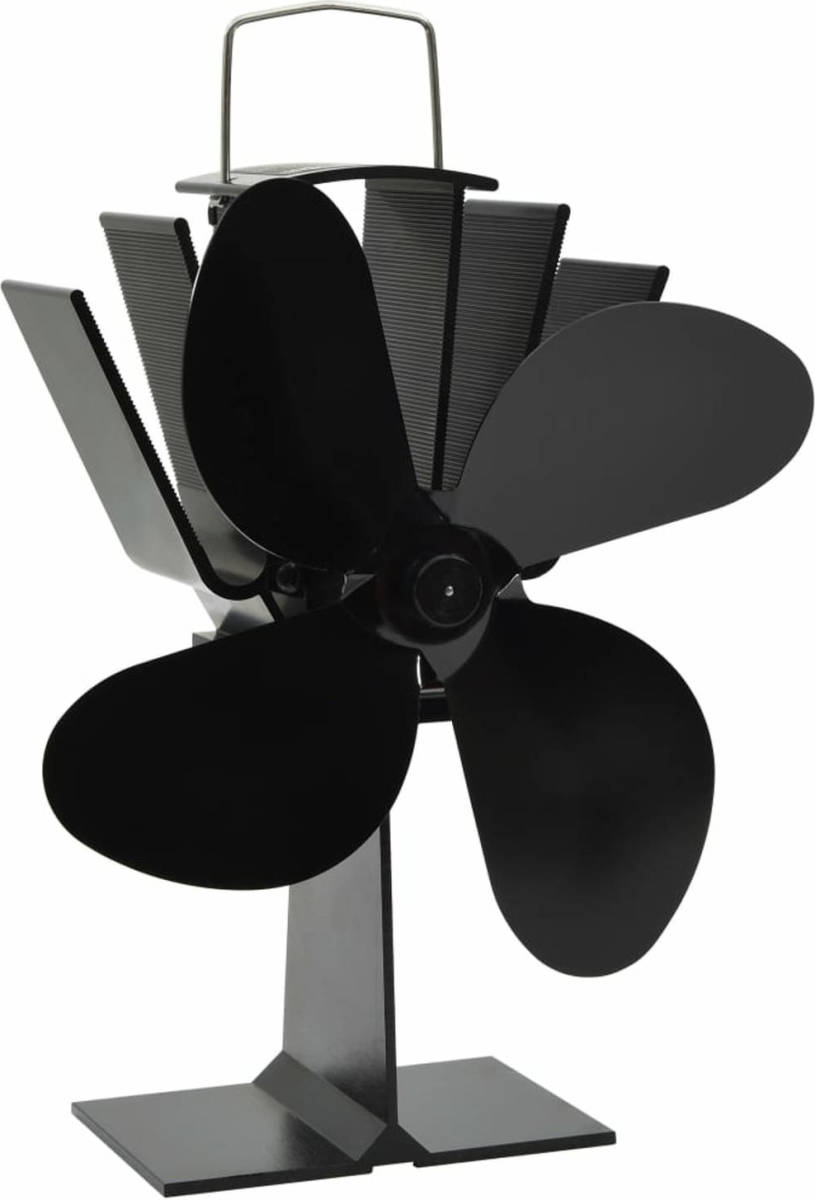 VidaXL Kachelventilator met 4 vinnen zwart