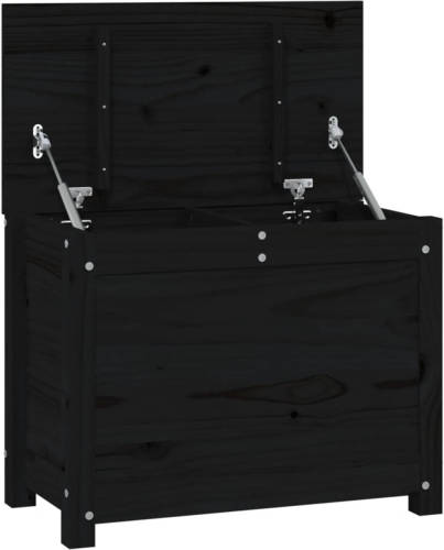 VidaXL Opbergbox zwart 60x32x45,5 cm massief grenenhout