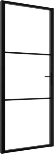 VidaXL Binnendeur 83x201,5 cm ESG-glas en aluminium zwart