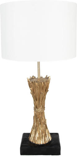 Clayre & Eef Tafellamp Ø 30x60 cm Goudkleurig Kunststof Bureaulamp Goudkleurig Bureaulamp