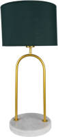 Clayre & Eef Bureaulamp Ø 28x62 cm Groen Goudkleurig Ijzer Textiel Tafellamp Groen Tafellamp