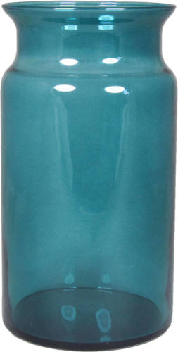 Floran Bloemenvaas - turquoise blauw/transparant glas - H29 x D16 cm - Vazen