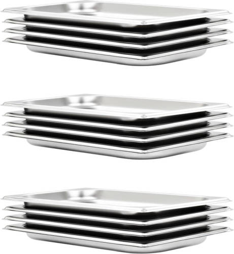 VidaXL Gastronormbakken 12 st GN 1/3 20 mm roestvrij staal