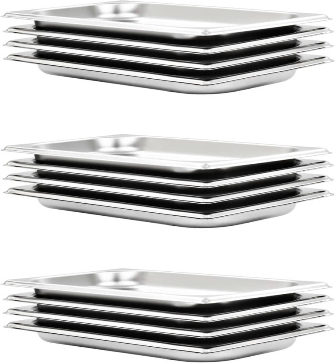 VidaXL Gastronormbakken 12 st GN 1/3 20 mm roestvrij staal
