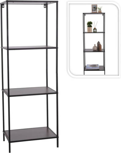 H&S Collection Open kast 3-laags 45x30x130 cm zwart