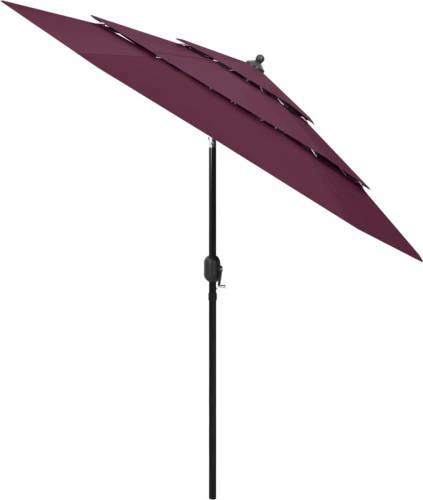 The Living Store Parasol 3-laags - 250 x 229 cm - UV-beschermend polyester - Bordeauxrood