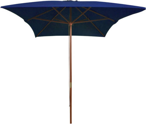 The Living Store Tuinparasol - Hout - 200 x 300 x 250 cm - Blauw - UV-beschermend - Polyester - 38 mm paaldiameter