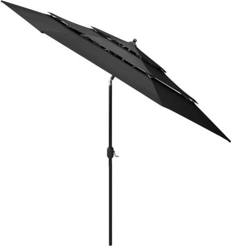 The Living Store Parasol 3-laags Antraciet Polyester - Gepoedercoat Aluminium 300x243 cm - Bescherming tegen