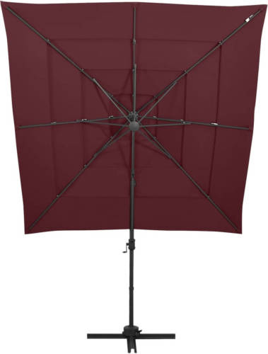 The Living Store Parasol 250x250x246 cm - Bordeauxrood - UV-beschermend polyester - gepoedercoat aluminium