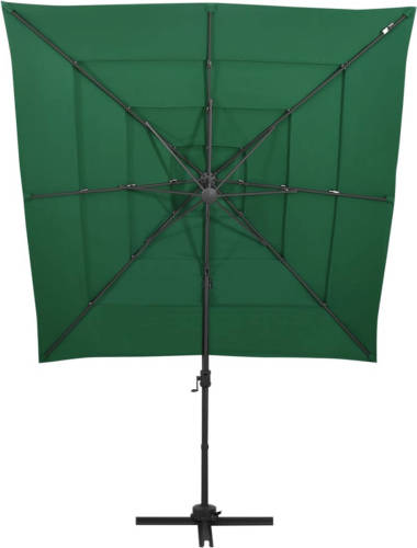 The Living Store Parasol - Groen - 250 x 250 x 246 cm - UV-beschermend polyester