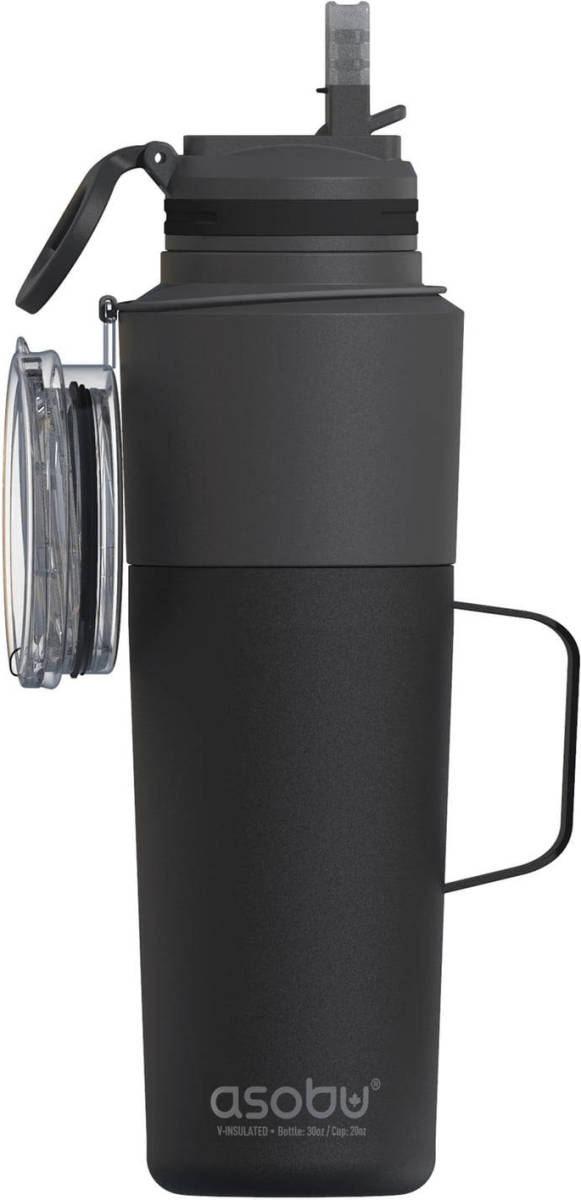 Asobu Twin Pack Bottle with Mug - zwart - 0.9/0.6 L