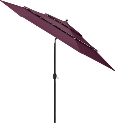 The Living Store Parasol 3-laags - 300 x 243 cm - Bordeauxrood - UV-beschermend polyester - Aluminium paal