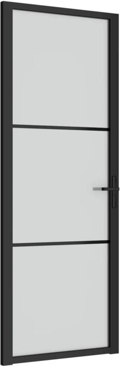 VidaXL Binnendeur 76x201,5 cm matglas en aluminium zwart