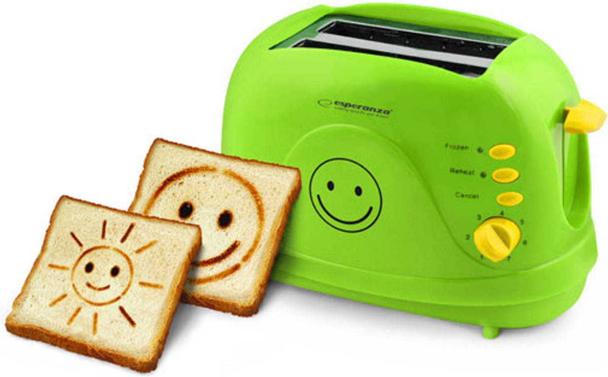 Esperanza EKT003 Broodrooster Smiley (7 standen, Ontdooifunctie, Groen)