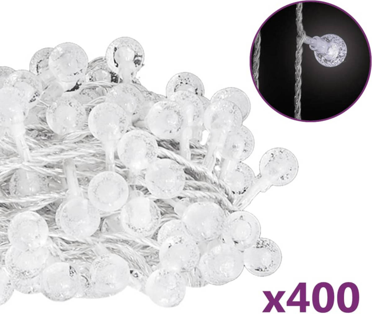 VidaXL Lichtsnoer met 400 LED's 8 functies koudwit 40 m